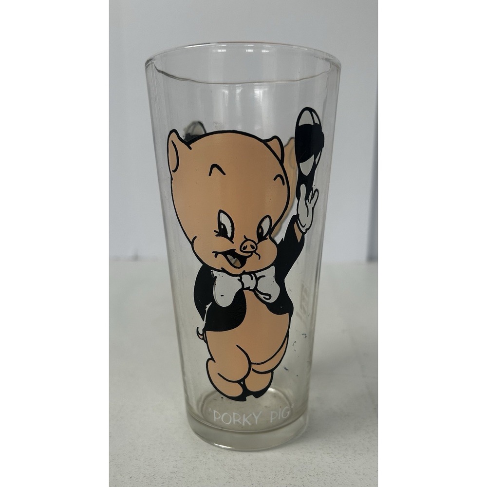 Vintage 1973 Pepsi/Warner Bros. Porky Pig Black Letter Glass‎